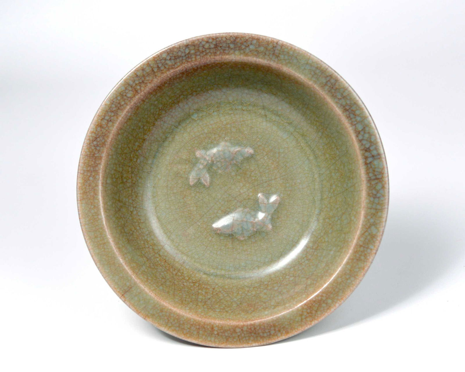 Longquan celadon porcelain twin fish dish - XIIIe-XIVe (1 of 3)