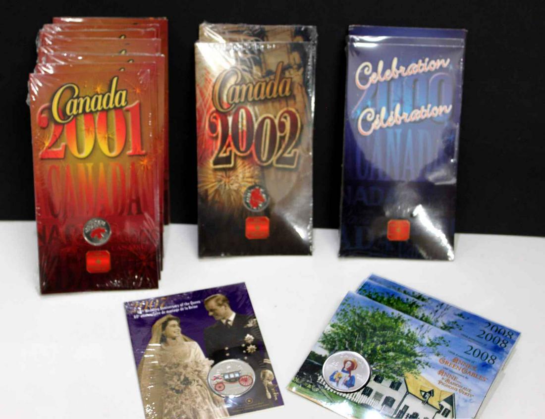 Canada 25 Cents 2000-2008. A Lot of 17 Mixed Uncirculated (1 of 5)