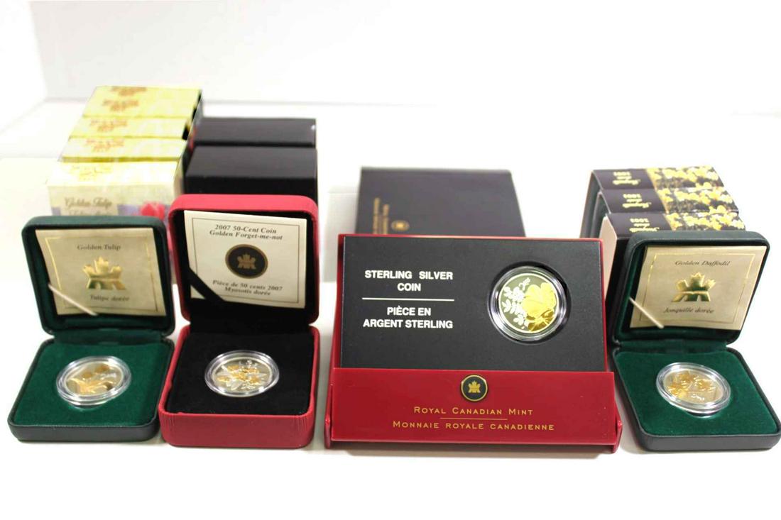 Canada 50 Cents 2002-2007. A Lot of 11 Golden Flowers Proof (1 of 9)