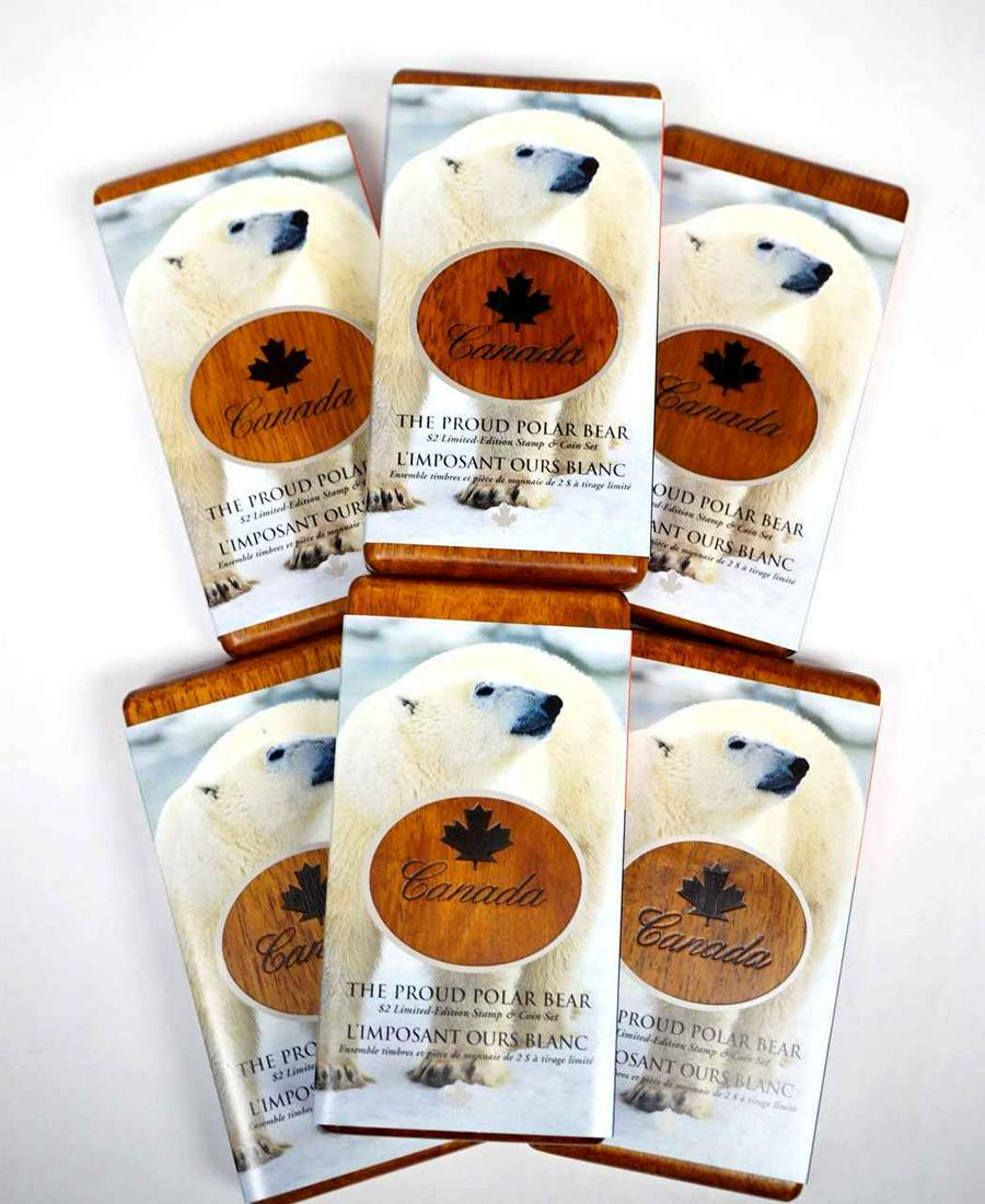 Canada Two Dollars 2004. A Lot of 6 The Proud Polar Bear Set .925 Proof (1 of 2)