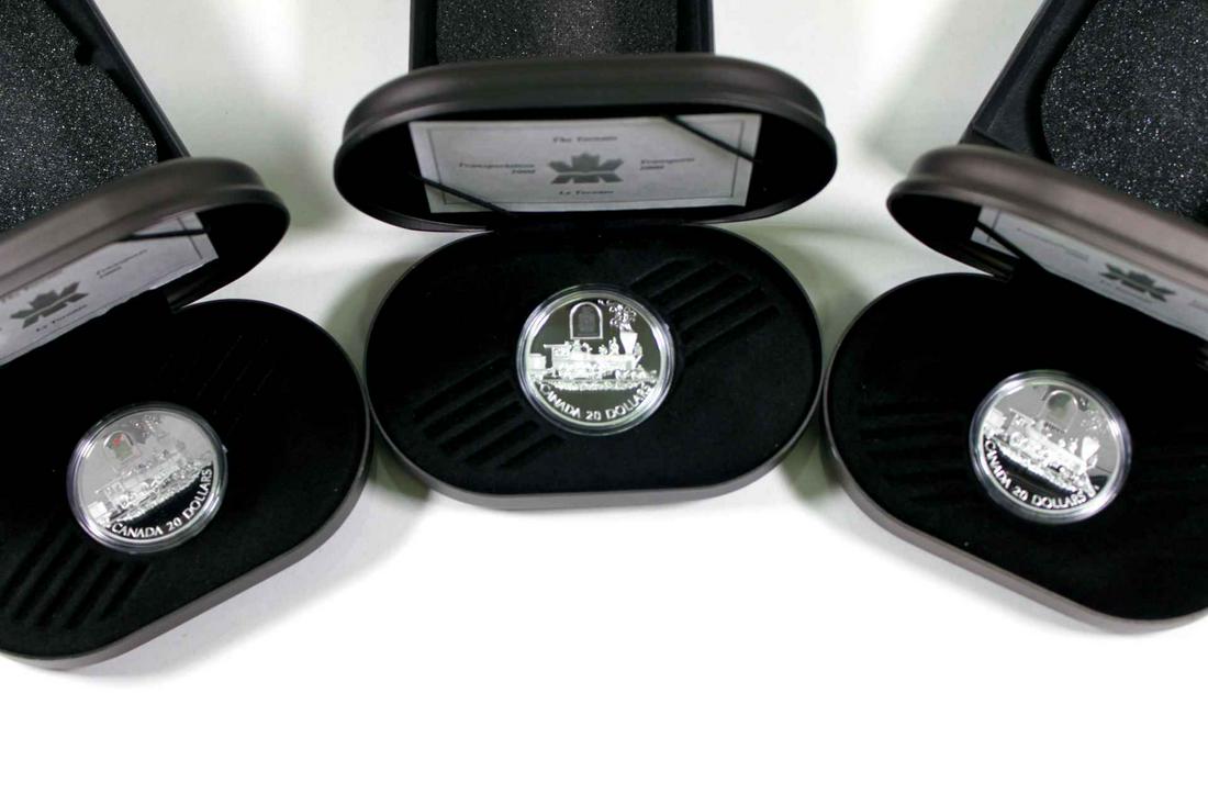 Canada $20 Dollars 2000. A Lot of 3 Transportation .925 AG Proof (1 of 4)