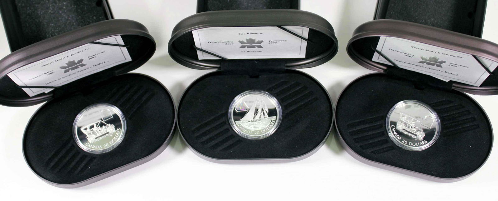 Canada $20 Dollars 2000-2001. A Lot of 3 Transportation .925 AG Proof (1 of 5)