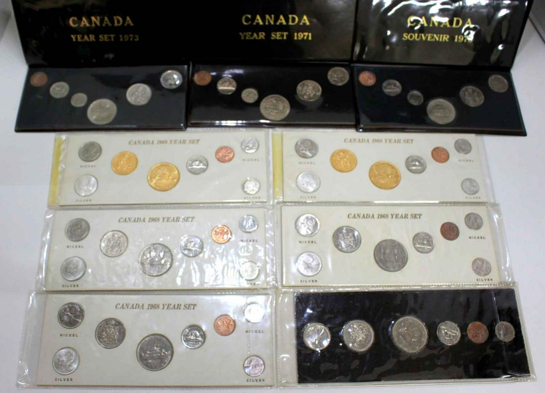 Canada 1968-1973. A Lot of 9 Special Year Sets Uncirculated (1 of 13)