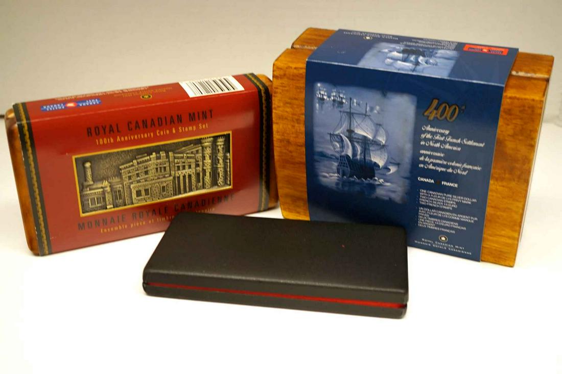 Canada 1977-2008. A Lot of 3 Coin and Stamp Sets .925AG (1 of 4)