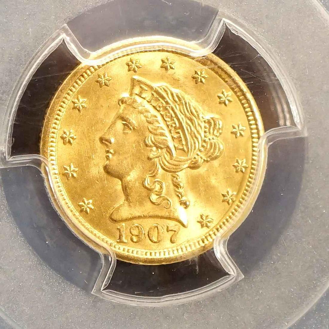 USA 2-1/2 Dollar Gold 1907 KM# 72 PCGS Mint State (1 of 3)