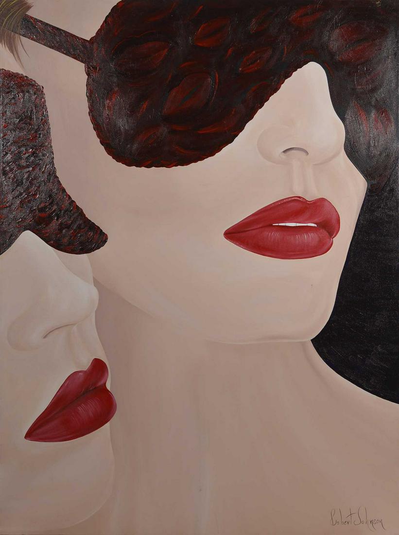 Johnson, Robert - Roses are Red - 2014: Johnson, Robert (1949-) Roses are Red (2014) Description: Acrylic on canvas, signed on lower right and on back Robert Johnson Dimension (PO): 48" x 36" Dimension (CM): 122 x 91.5 cm