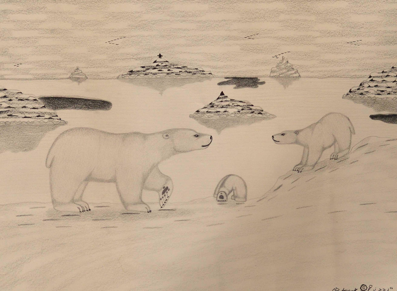 Pootogook, Goo - Polar bear + cubs - 2000 (1 of 2)