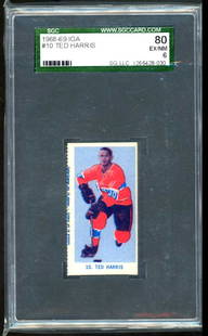 1968-69 Ted Harris: 1968-69 Ted Harris Description: IGA #10 Ted Harris graded 6 Ex-Nm Condition report: Upon request, We will gladly answer all your inquiries in a detailed manner.