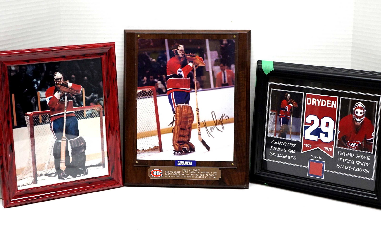 Ken Dryden Frames: Ken Dryden Frames Description: 3 Nice Ken Dryden Frames, One is autographed with a certificate! One of the frame is broken at the corner..need to be fixed Condition report: Upon request, We will gladl