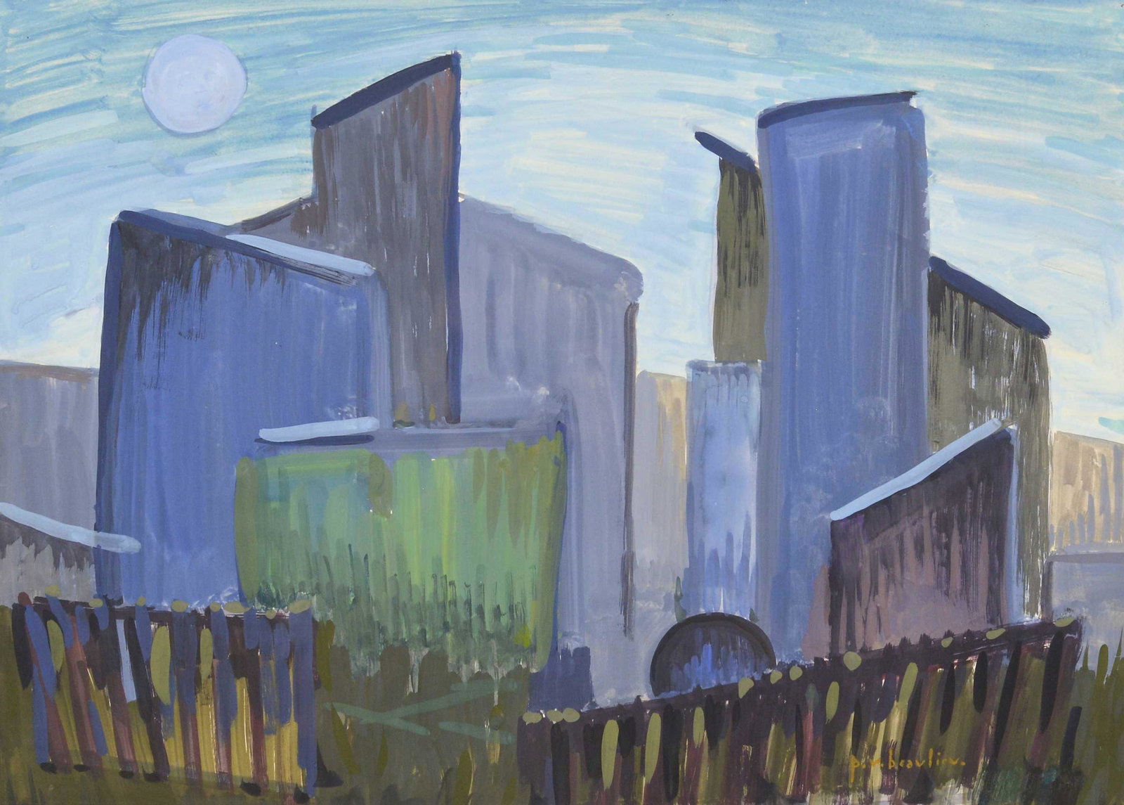 Beaulieu, Paul-Vanier - Paysage urbain: Beaulieu, Paul-Vanier (1910-1996) Paysage urbain Description: Gouache on paper, signed on lower right P. V. Beaulieu Dimension (PO): 17 1/4" x 24" Dimension (CM): 43.8 x 61 cm Condition