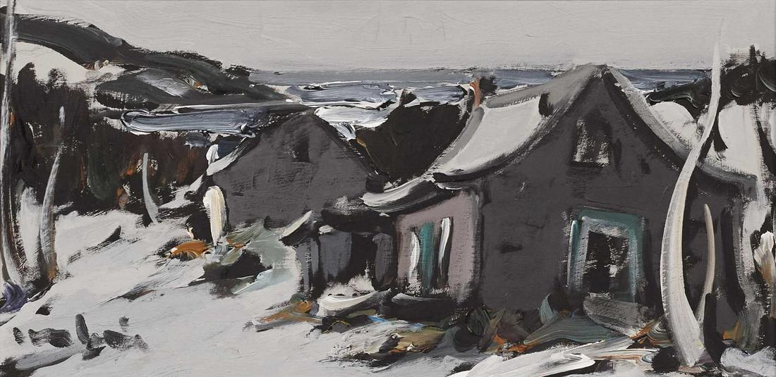 Cantin, Roger - Paysage hivernal avec maisons canadiennes (1 of 3)