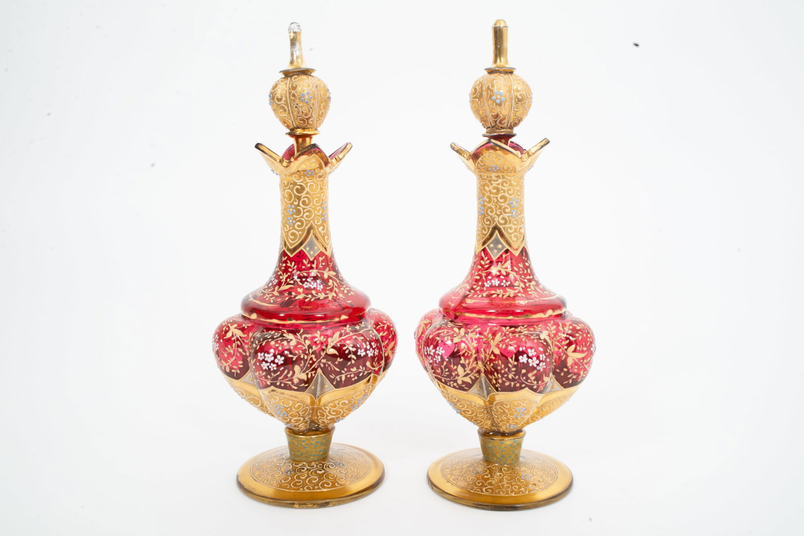 Pair vintage bohemian glass perfume bottles (1 of 6)
