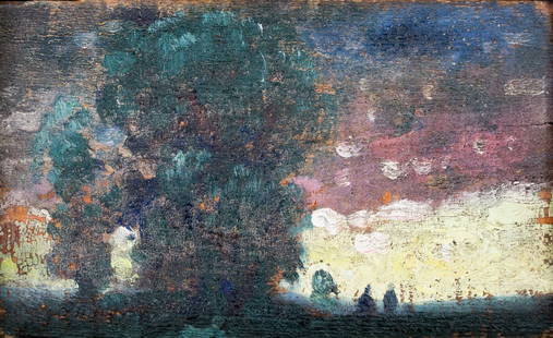 Fortin, Marc-Aurèle - Crépuscule - 1978: Fortin, Marc-Aurèle (1888-) Crépuscule (1978) Description: Huile on wood panel, authenticity certificat from the Marc-Aurèle Fortin Succession on the back, unsigned Dimension (PO)
