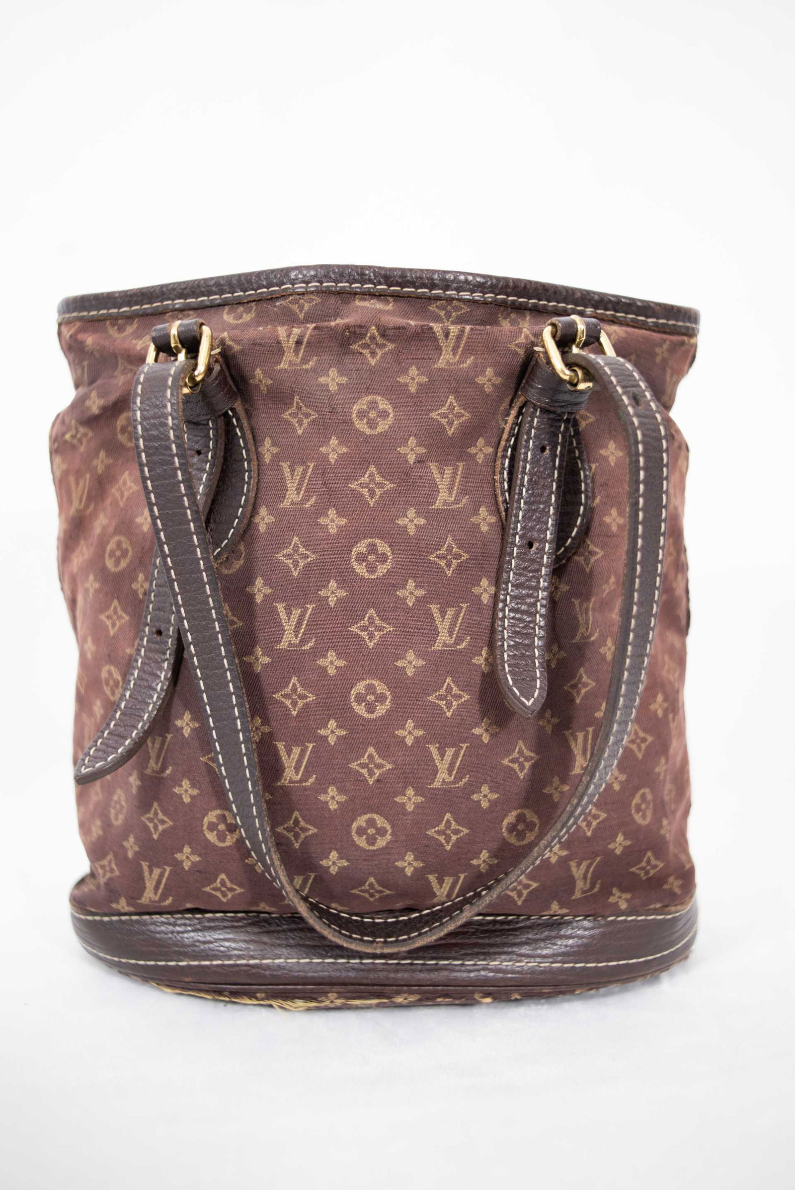 Louis Vuitton - LOUIS VUITTON - a brown Mini Lin Maris bucket handbag (1 of 5)