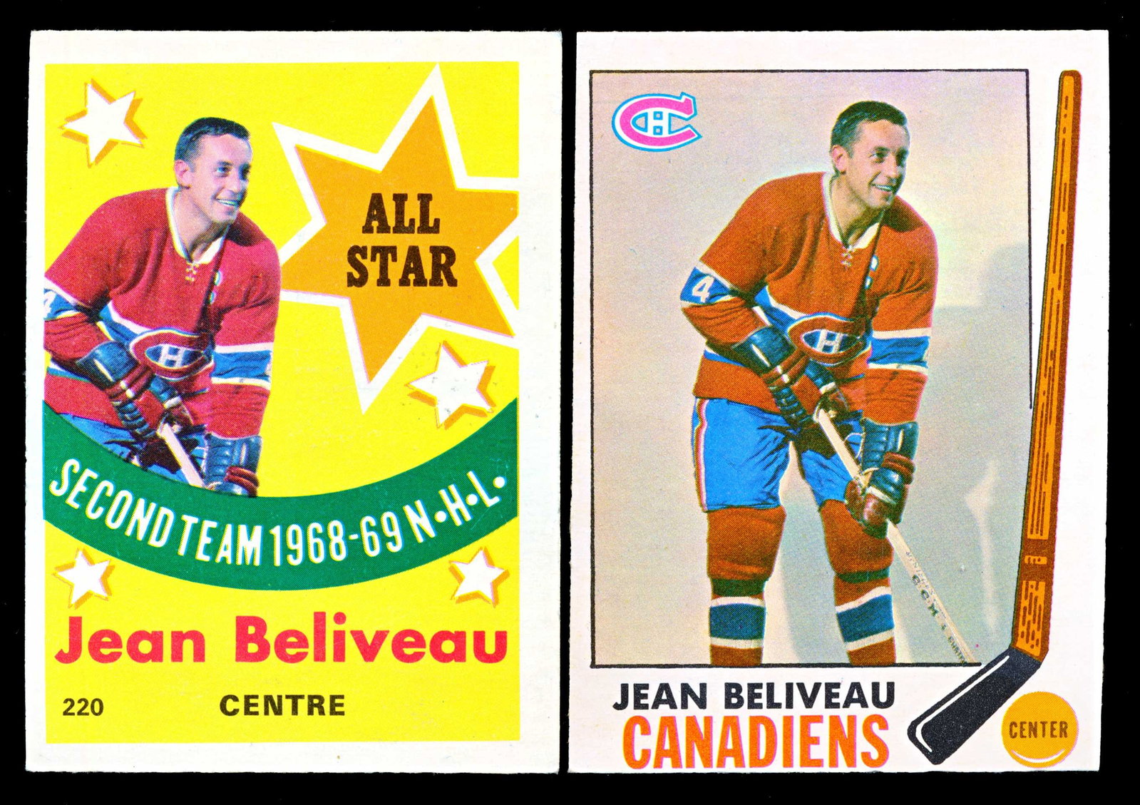 2 Cards lot 1969-70 O-pee-chee #10,220 Jean Beliveau Hockey card: 2 Cards lot 1969-70 O-pee-chee #10,220 Jean Beliveau Hockey card Description: condition the card #10 is NM-MT and the 220 is NM-MT Condition report: Upon request, We will gladly answer all your inquir