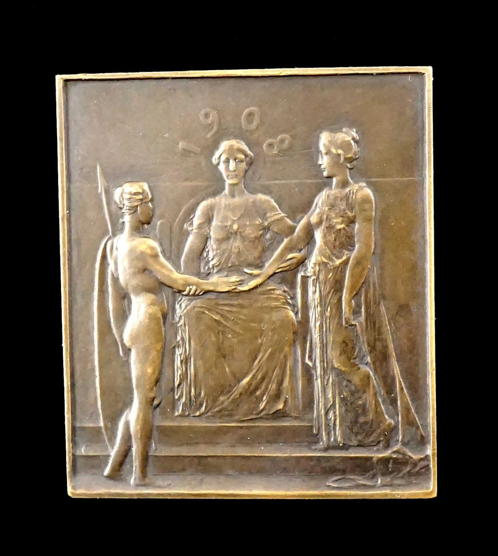 BELGIUM 1908 Creation of Belgian Congo Plaquette (1 of 2)