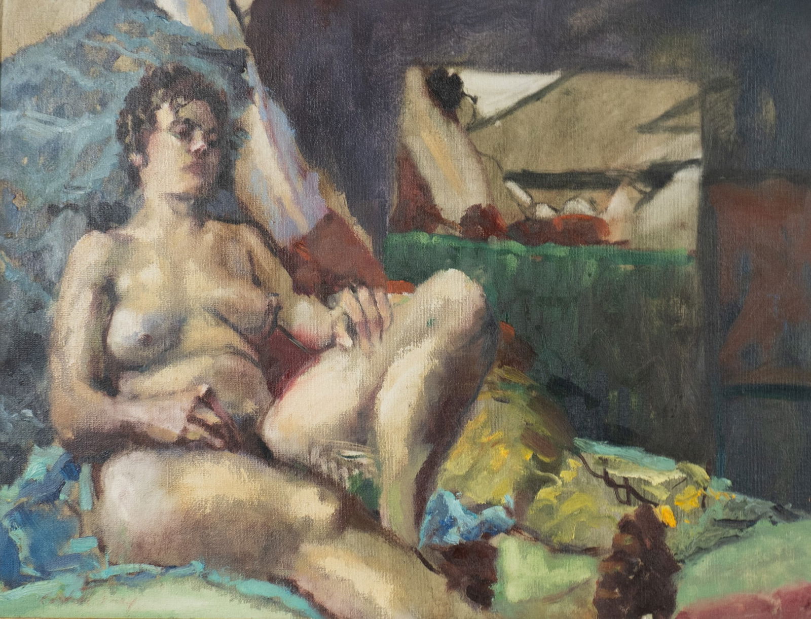 Tatossian, Armand - Nude: Tatossian, Armand (1951-2012) Nude Huile sur toile signée au bas gauche, signature partiellement éffacéeNé en Egypte de parents arméniens en 1948, Armand Tatossian arrive à Montréal en 1960 et