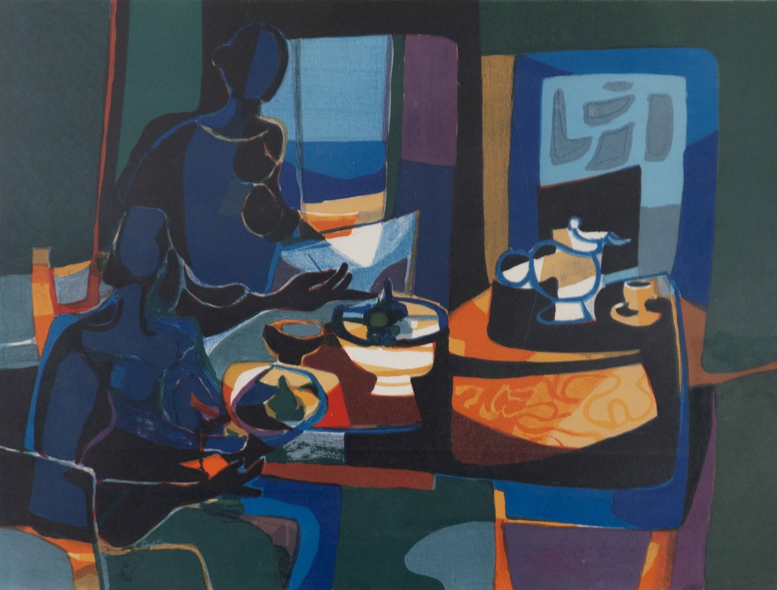 Mouly, Marcel - Couple, salle à diner - 1978: Mouly, Marcel (1918-2008) Couple, salle à diner (1978) Lithographie signé au bas à droite. Dimension: 20'' x 28'' 50,8 x 71,12 cm ------------- Mouly, Marcel (1918-2008) Couple, salle &
