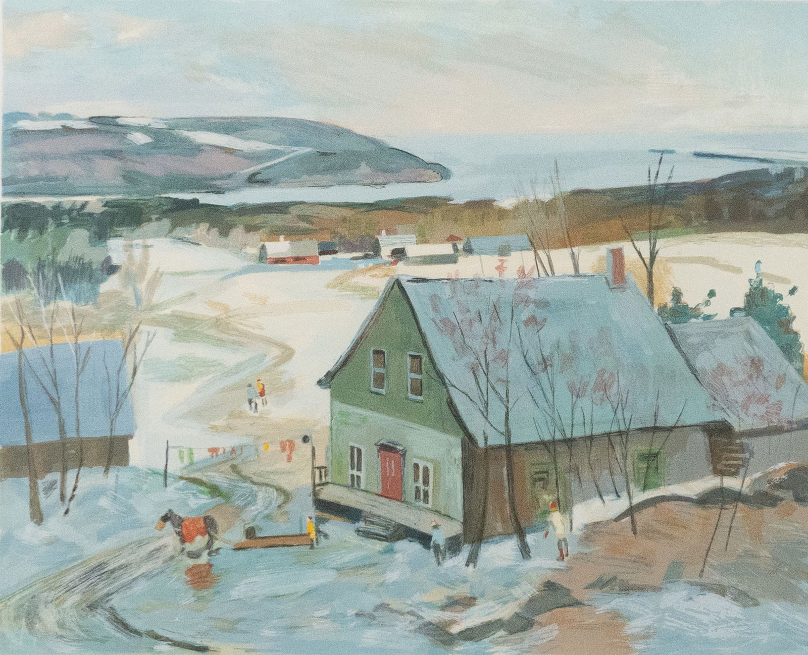 Iacurto, Francesco - "L'hiver au Charlevoix": Iacurto, Francesco (1908-2001) "L'hiver au Charlevoix" Lithographie signée en bas à droite Francesco Iacurto, numérotée à gauche CA 3/3 Dimension: 23" x 25" 58.5 x 63.5 cm ---