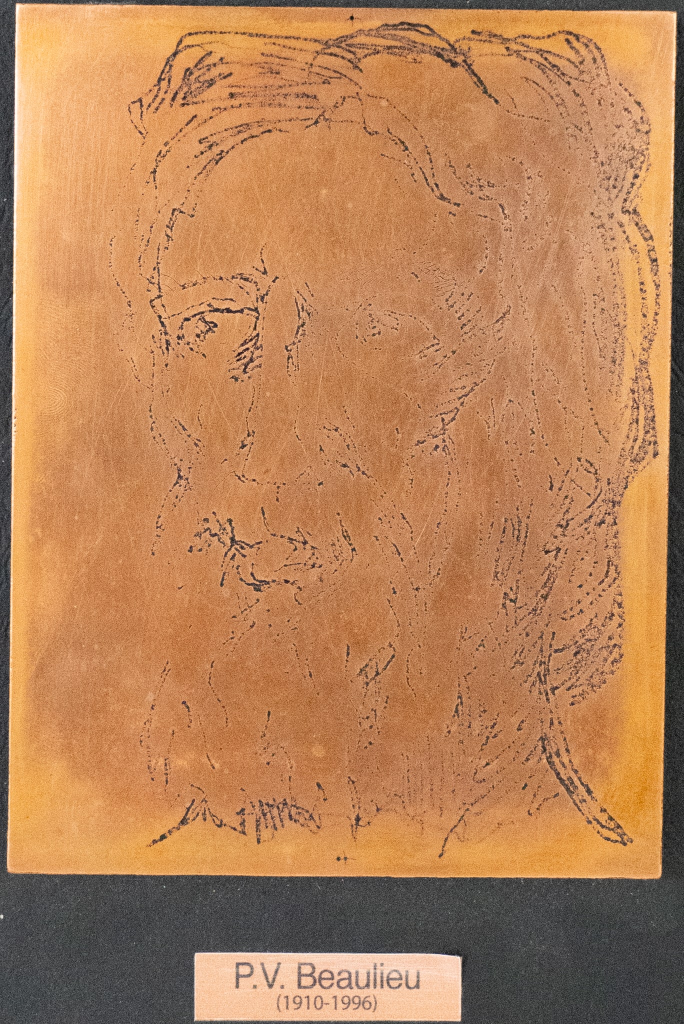 Beaulieu, Paul-Vanier - Portrait: Beaulieu, Paul-Vanier (1910-1996) Portrait Plaque de cuivre gravée identifiée au dessous Dimension: 6.5" x 4.75" 16.5 x 12 cm ------------- Beaulieu, Paul-Vanier (1910-1996) Portrait Eng