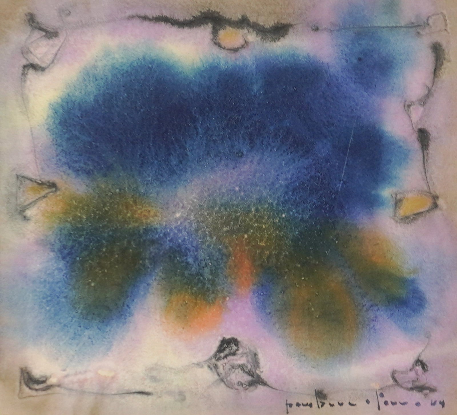 Beaulieu, Paul Vanier - Colorful abstraction - 1964: Beaulieu, Paul Vanier (1910-1996) Abstraction colorée (1964) Aquarelle sur papier signée en bas à droite Paul Vanier Beaulieu 64 Dimension: 10" x 11" 25.5 x 28 cm ------------- Beaulieu