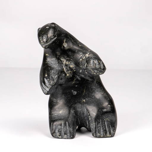 Hand Carved Bear Head Soapstone Signed (JL) Hand Carved Bear Head Soapstone Signed (JL)