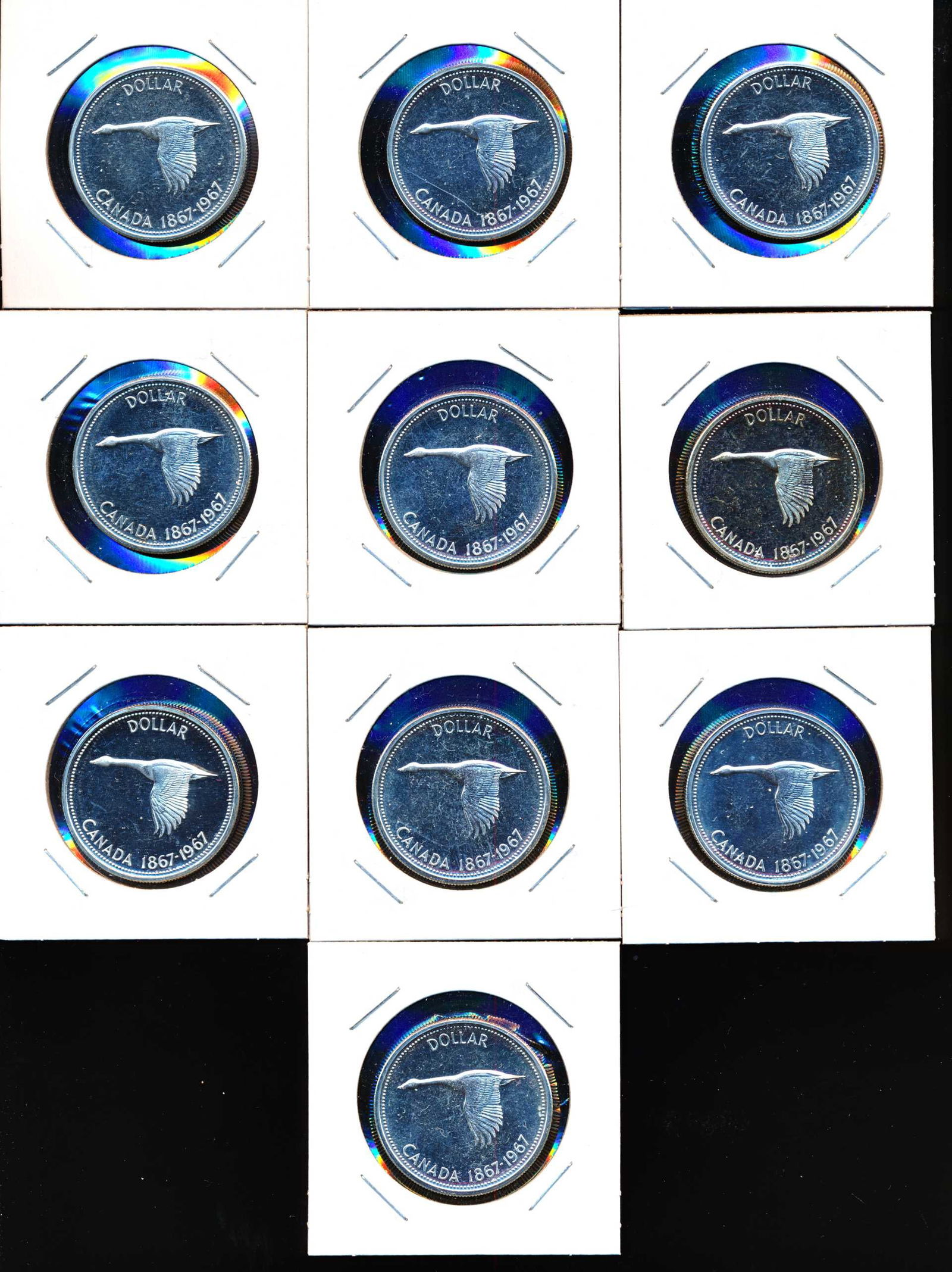 CANADA - Lot of 10 x silver $1 1967 PL (1 of 2)