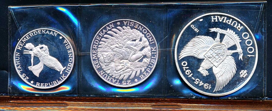 INDONESIA - Complete Proof Set 1970 pure silver (1 of 6)