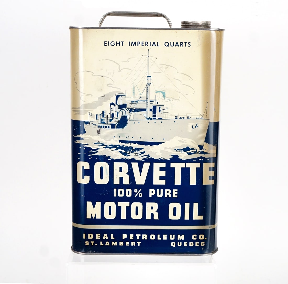 Chevrolet - Bidon publicitaire de 8 quarts pour l'huile moteur Quebec Corvette - 1950s (1 of 6)