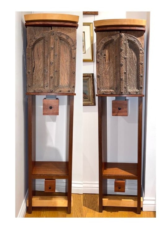 Masse, Francois - Pair of wooden cabinets with antique window shutters (1 of 9)