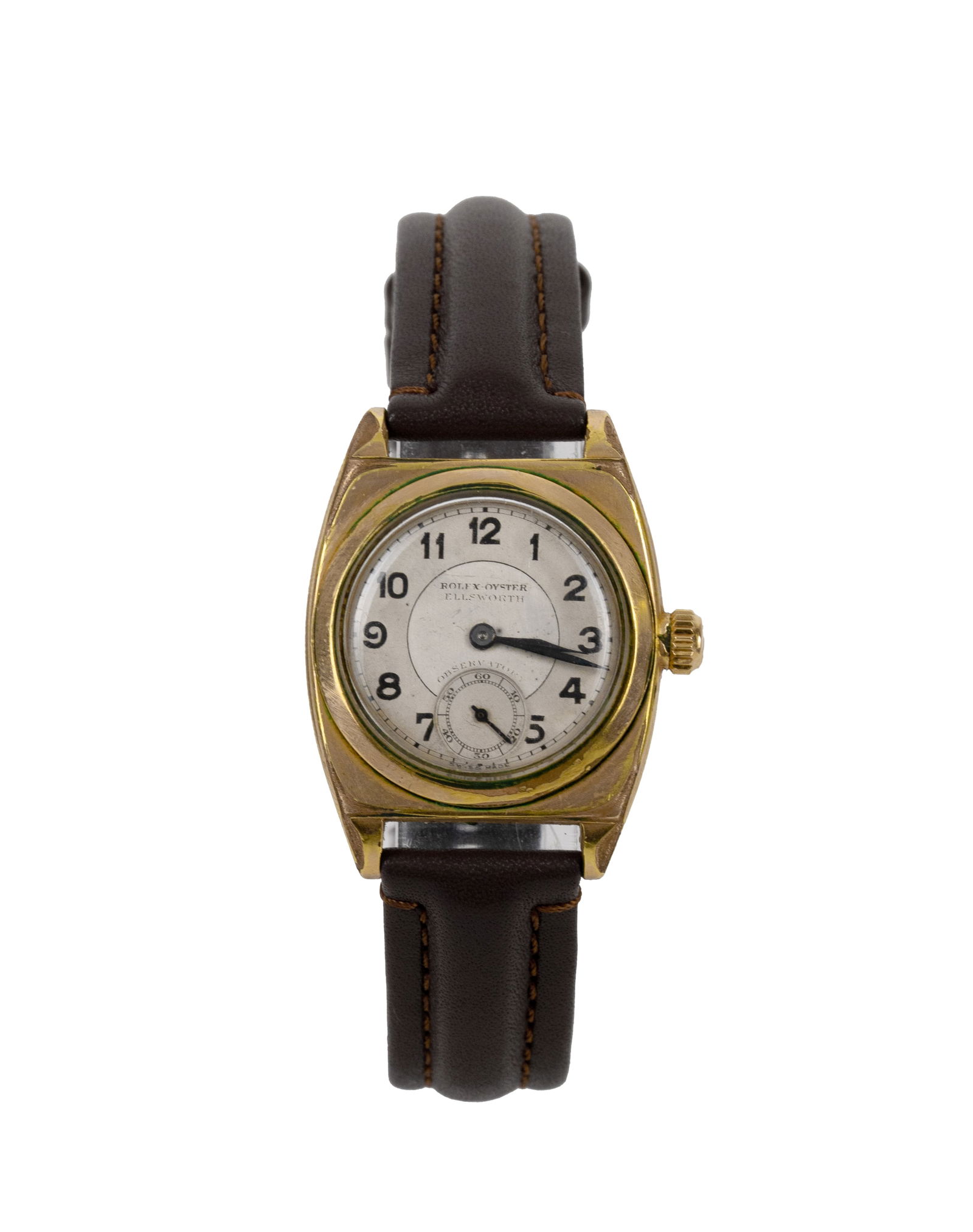 Rolex - Oyster ellsworth Observatory watch, gold-plated and stainless steel.: Rolex (1930's) Oyster ellsworth Observatory watch, gold-plated and stainless steel. Description (FR): Reference 3121. Mouvement 18 rubies. Cadran champagne bicolor, 29mm de diametre. Bracelet n'est pa