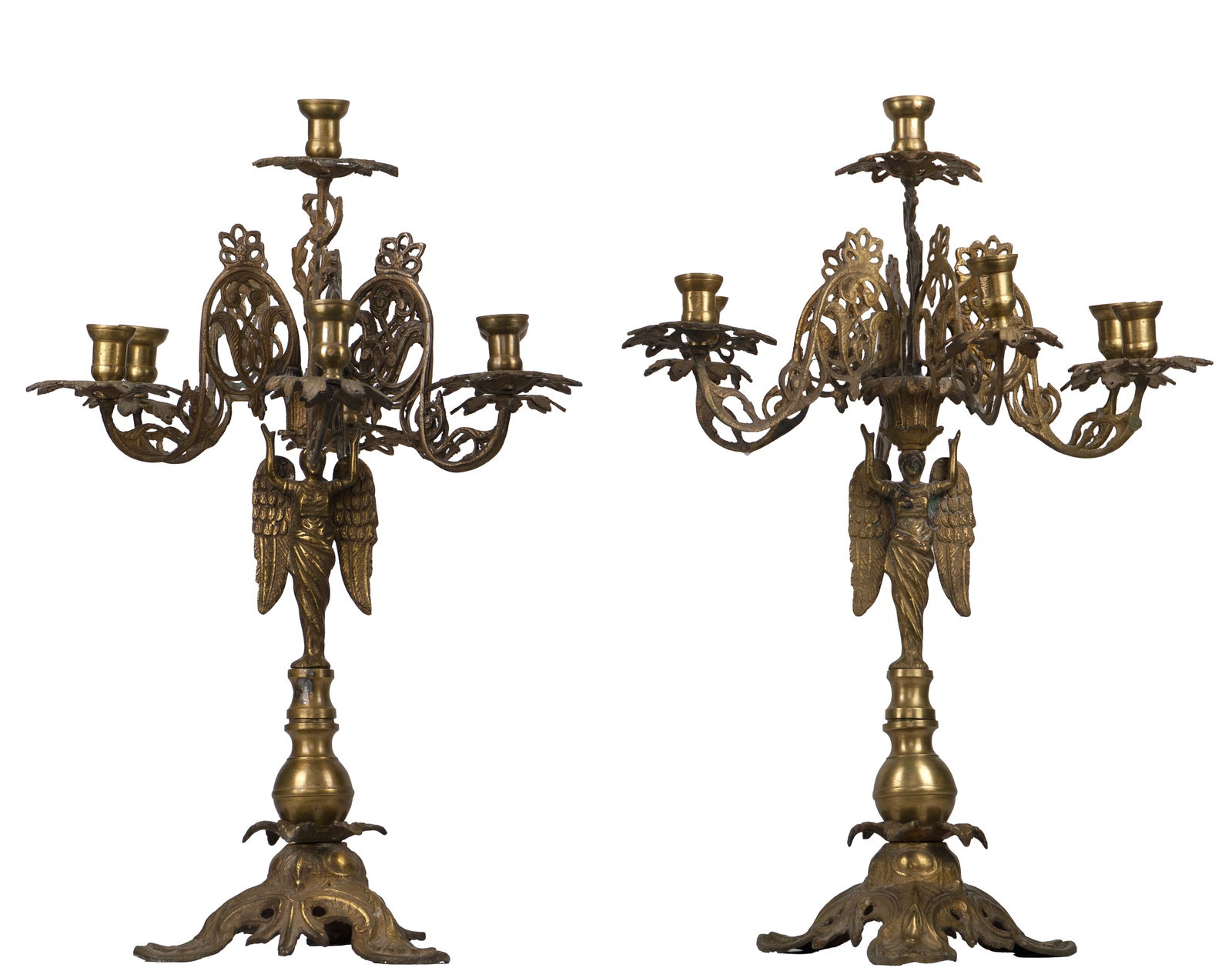 Pair of antique candelabra, angels - XIXe siecle (1 of 1)