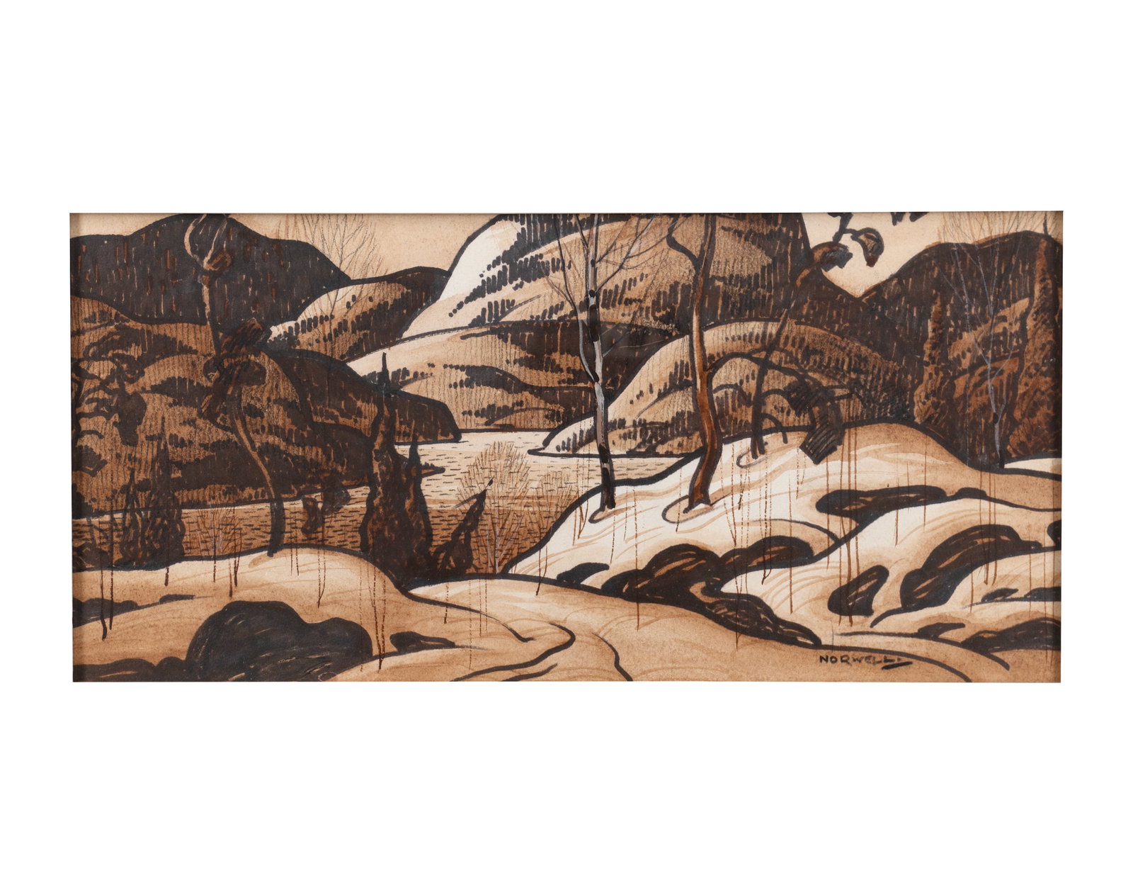 Norwell, Graham Noble - Brown landscape: Norwell, Graham Noble (1901-1967) Brown landscape Description (FR): Aquarelle et feutre sur papier signée en bas à droite Norwell Description (EN): Watercolor and felt pen on paper, signéd lower ri