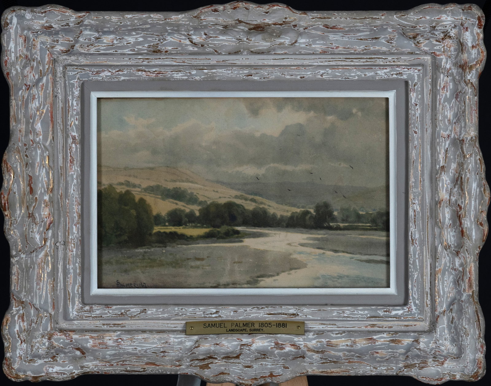 Palmer, Samuel - "Landscape Surrey": Palmer, Samuel (1805-1881) "Landscape Surrey" Description (FR): Dessin-aquarelle sur papier signée en bas a gauche Description (EN): Drawing-watercolor on paper signed on the lower left Dimension (PO