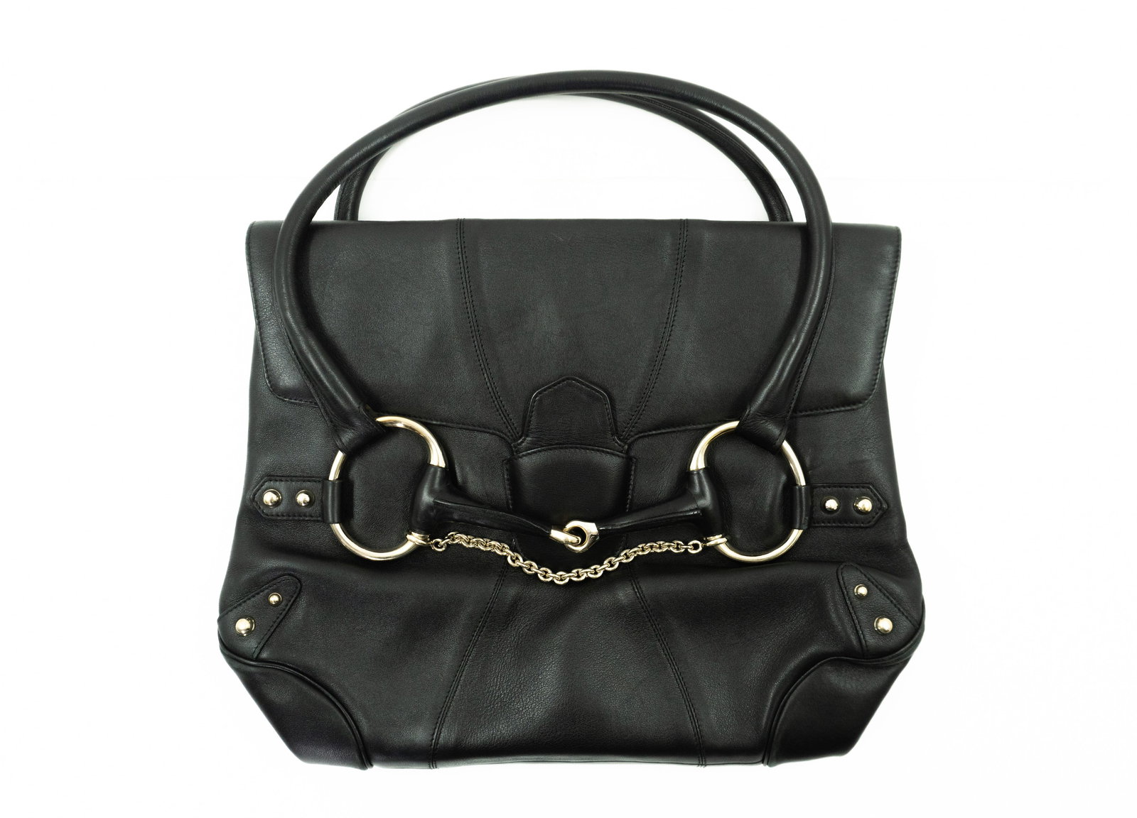 Gucci - GUCCI – Large "Horsebit" Leather Tote Bag in Black, model 131472 / 001364 (1 of 7)