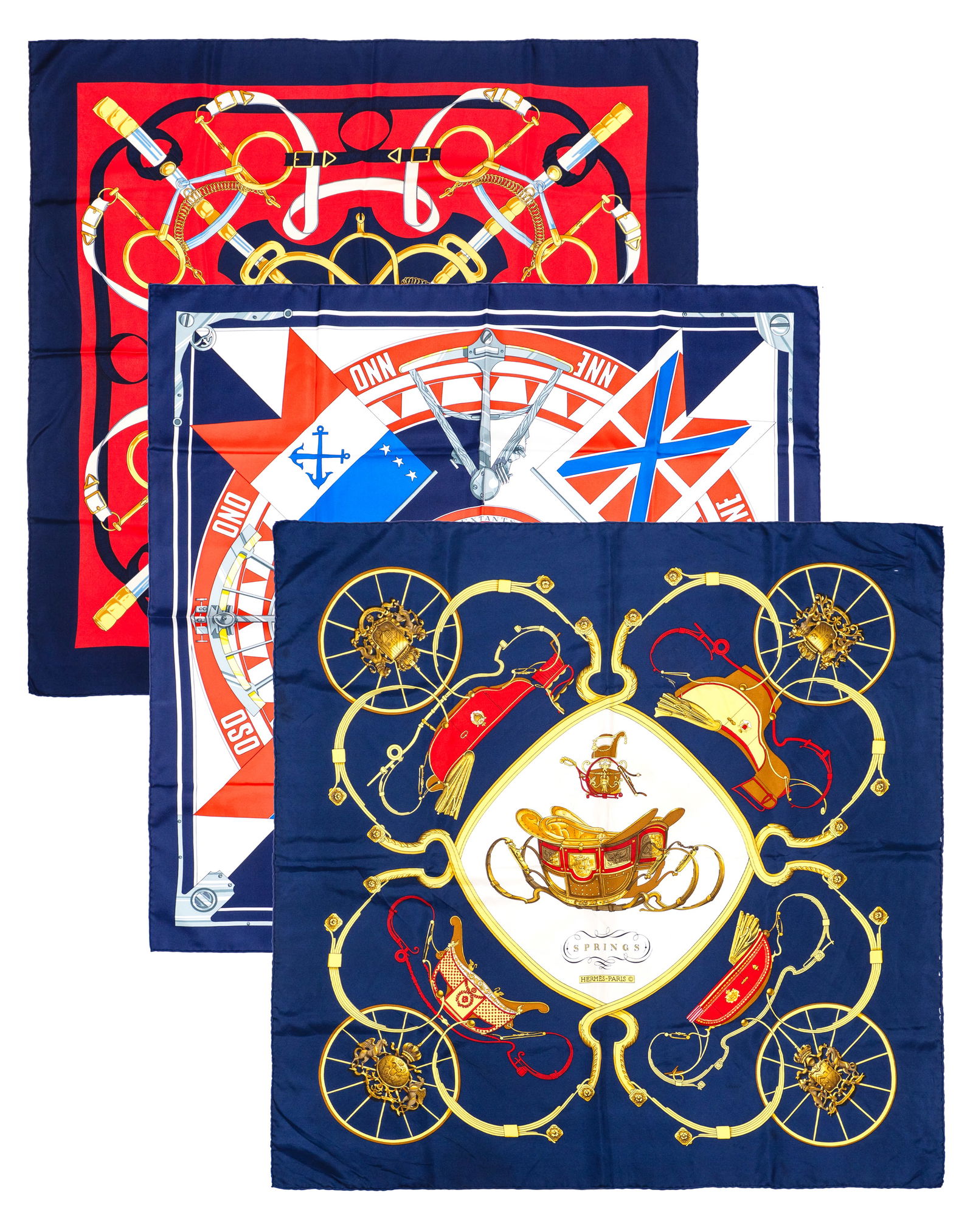 Hermes - Set of 3 Hermès Silk Scarves (1 of 4)