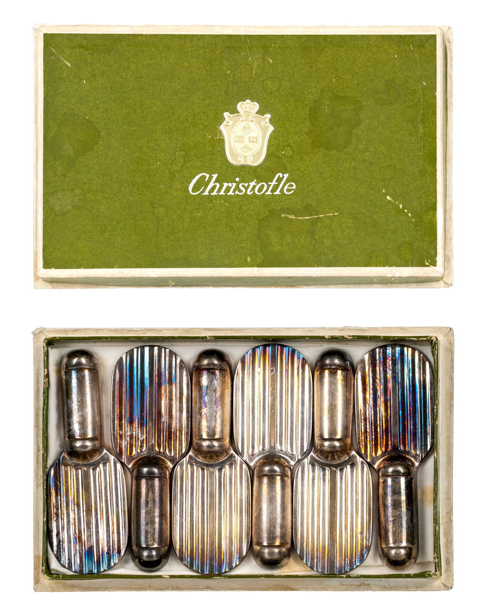 Christofle - Set of knife rests, holder - Mi XXe siècle: Christofle Set of knife rests, holder (Mi XXe siècle) Description (FR): Type raquette, métal plaqué argent, marqués Christofle France Description (EN): Snowshoes type, silver plated metal,