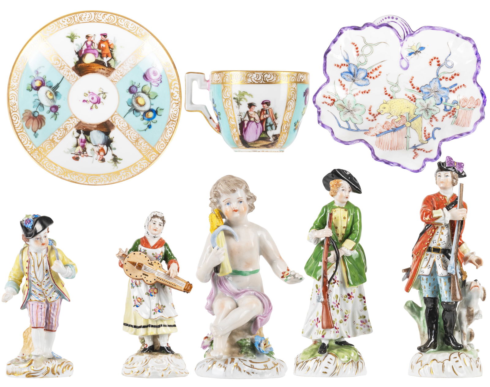 Dresde, Chantilly et Chelsea - Lot of old figurines - XVIII-XXe siècle (1 of 7)