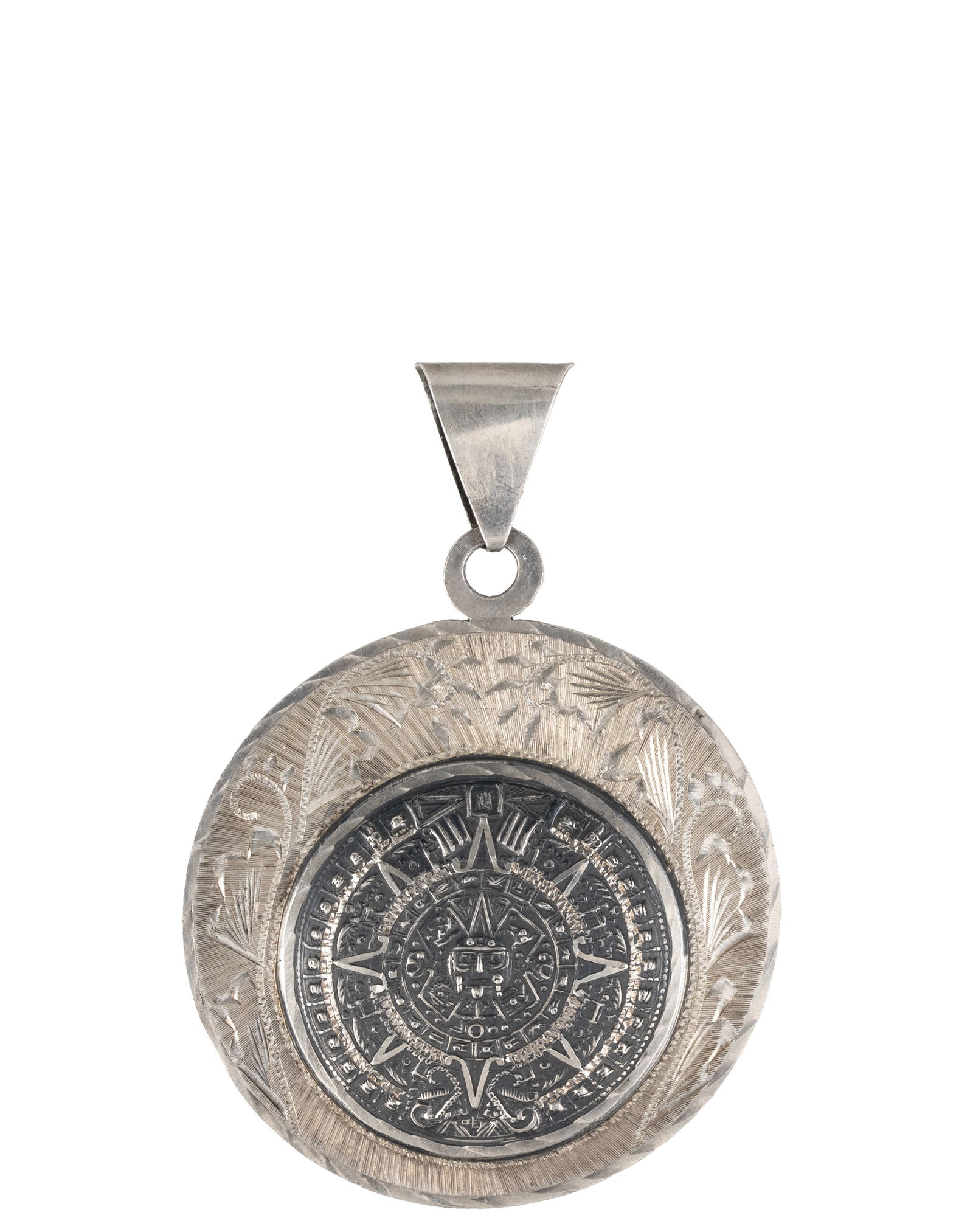 Mexican Sterling Silver Maya Calendar Pendant (1 of 3)