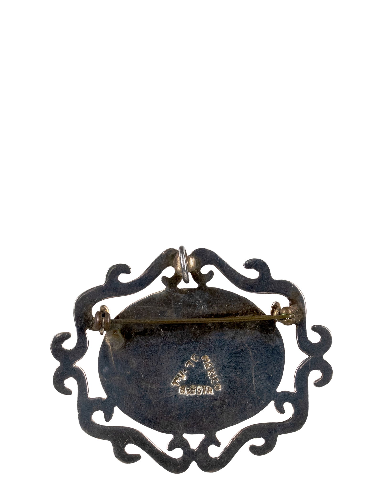 TV76 - Silver brooch with stone - 2