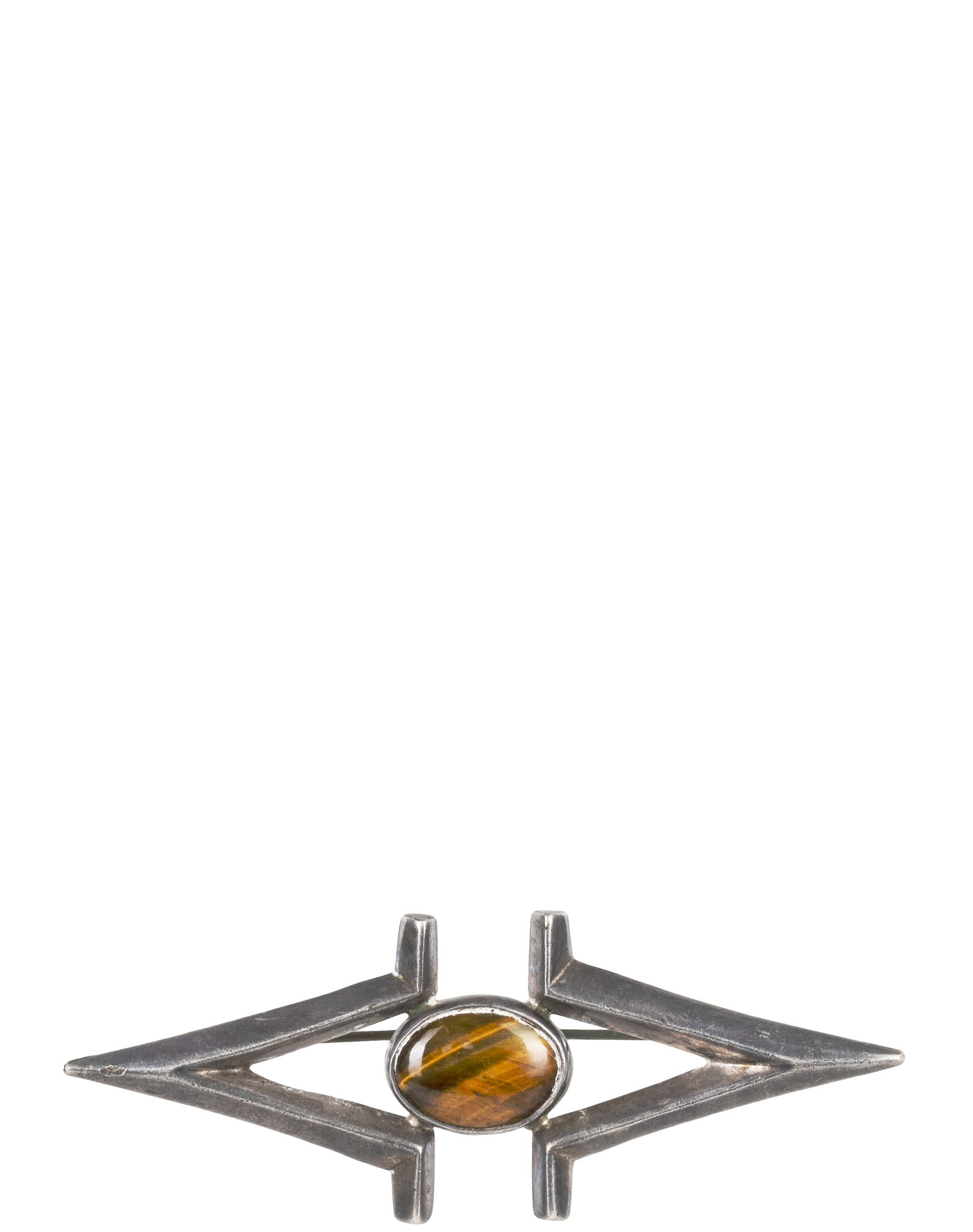 Tatco - Silver brooch: Tatco Mexico Broche en argent Argent sterling .925 pierre oeil de tigre pesant 18.3gr Dimension: 3" wide x 1" large 7.5cm x 2.5cm high ------------- Tatco Mexico Silver brooch Sterling