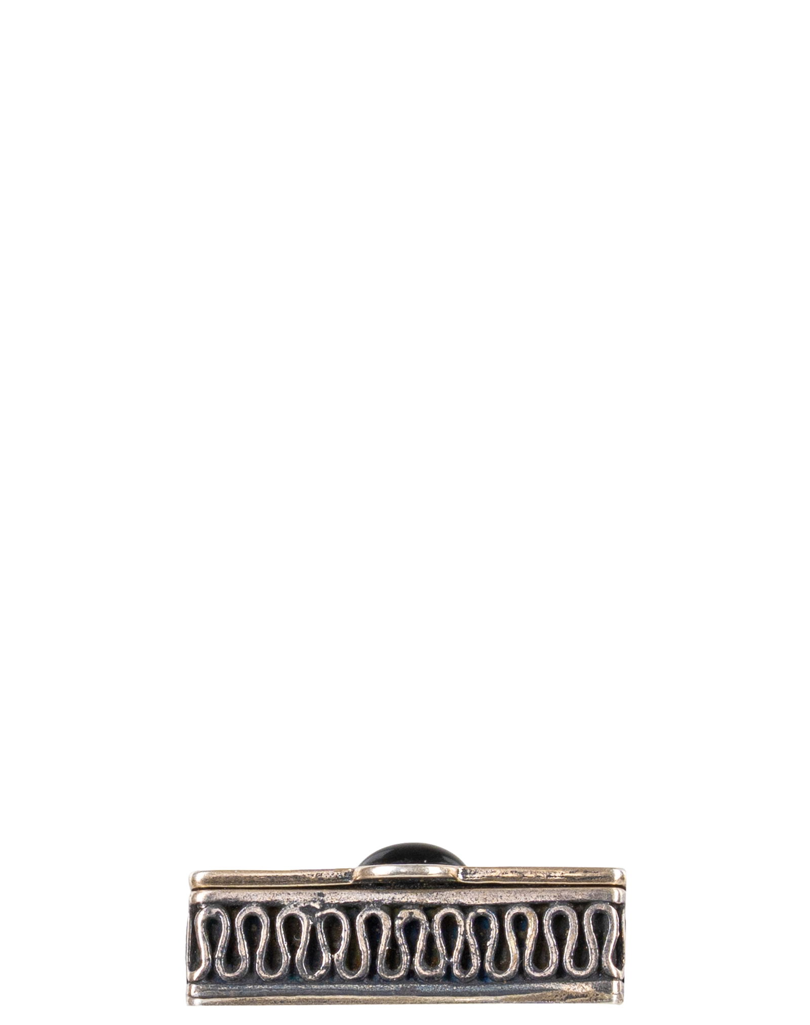 Vintage Israeli, Filligrane Sterling Silver and Onyx Pills Box - 2