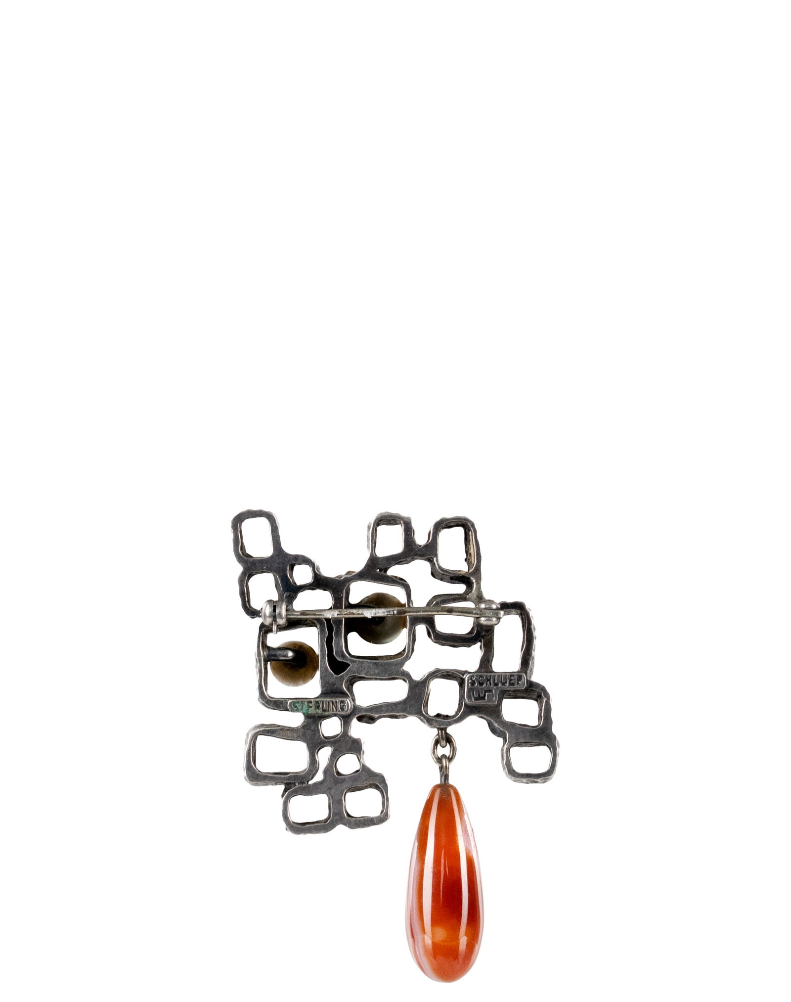 Schluep, Walter - Sillver Brutalist-modernist broach - 2