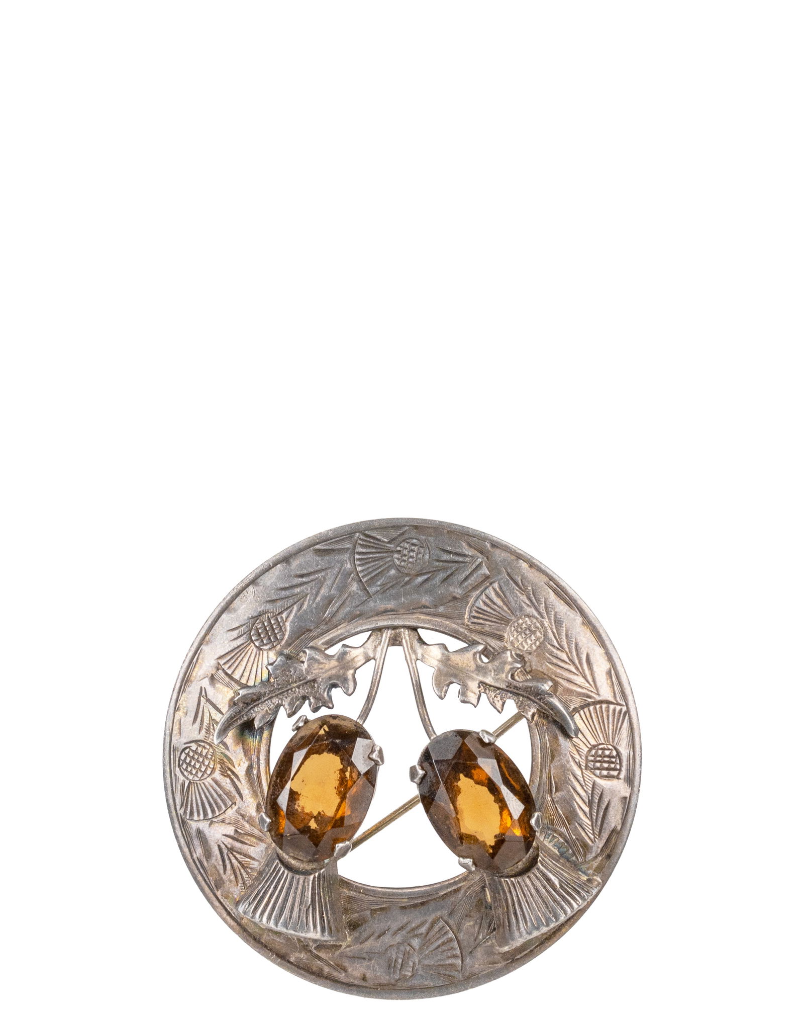 Ward Brother - Vintage silver broach with citrine: Ward Brother Edinbergh/Scotland Ancienne broche en argent et citrine Argent sterling 925, orné de deux citrine pesant 18.1gr Dimension: 2" de diametre 5cm diameter ------------- Ward Brother Edin