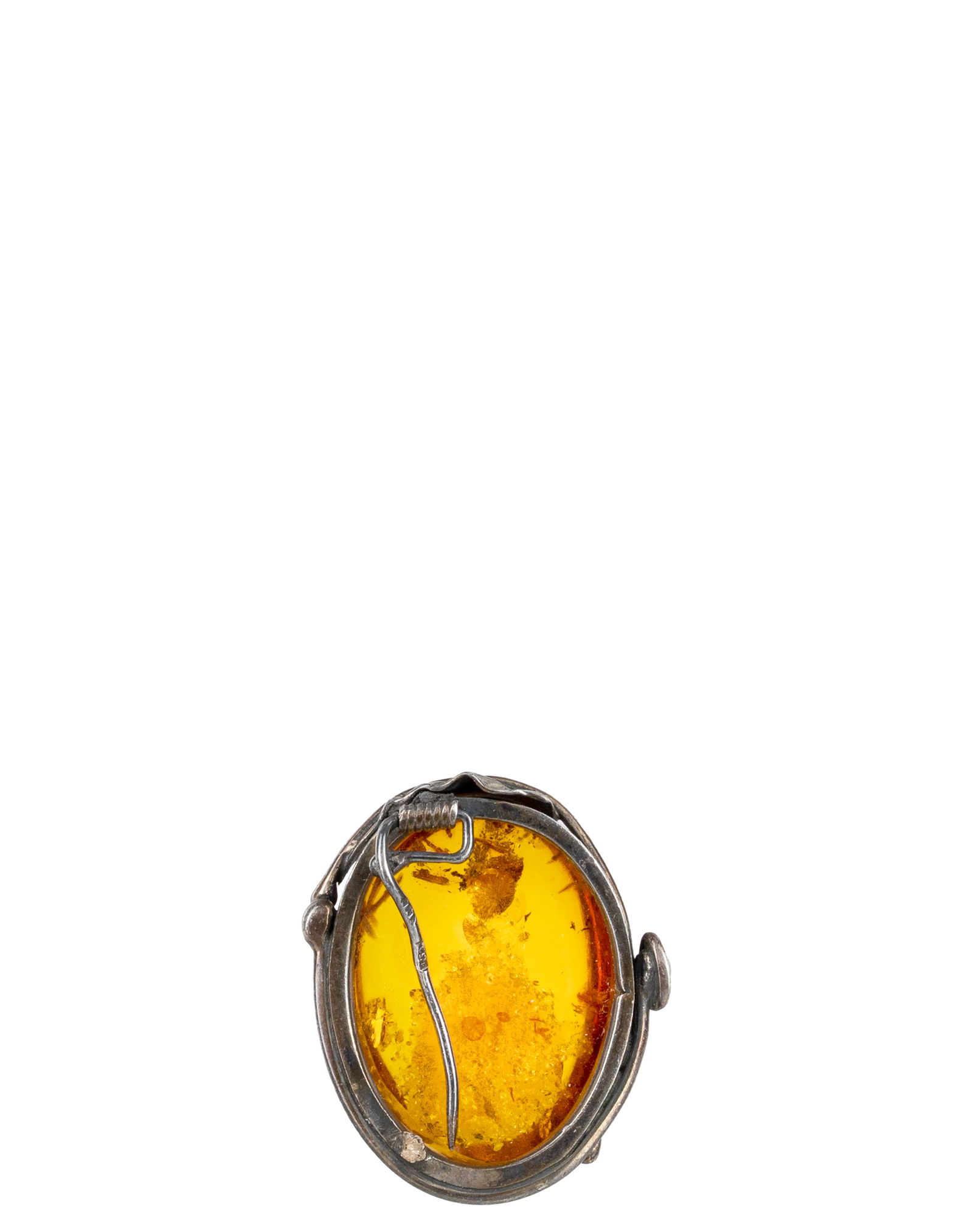 Vintage Polish Sterling Silver Amber Brooch - 2