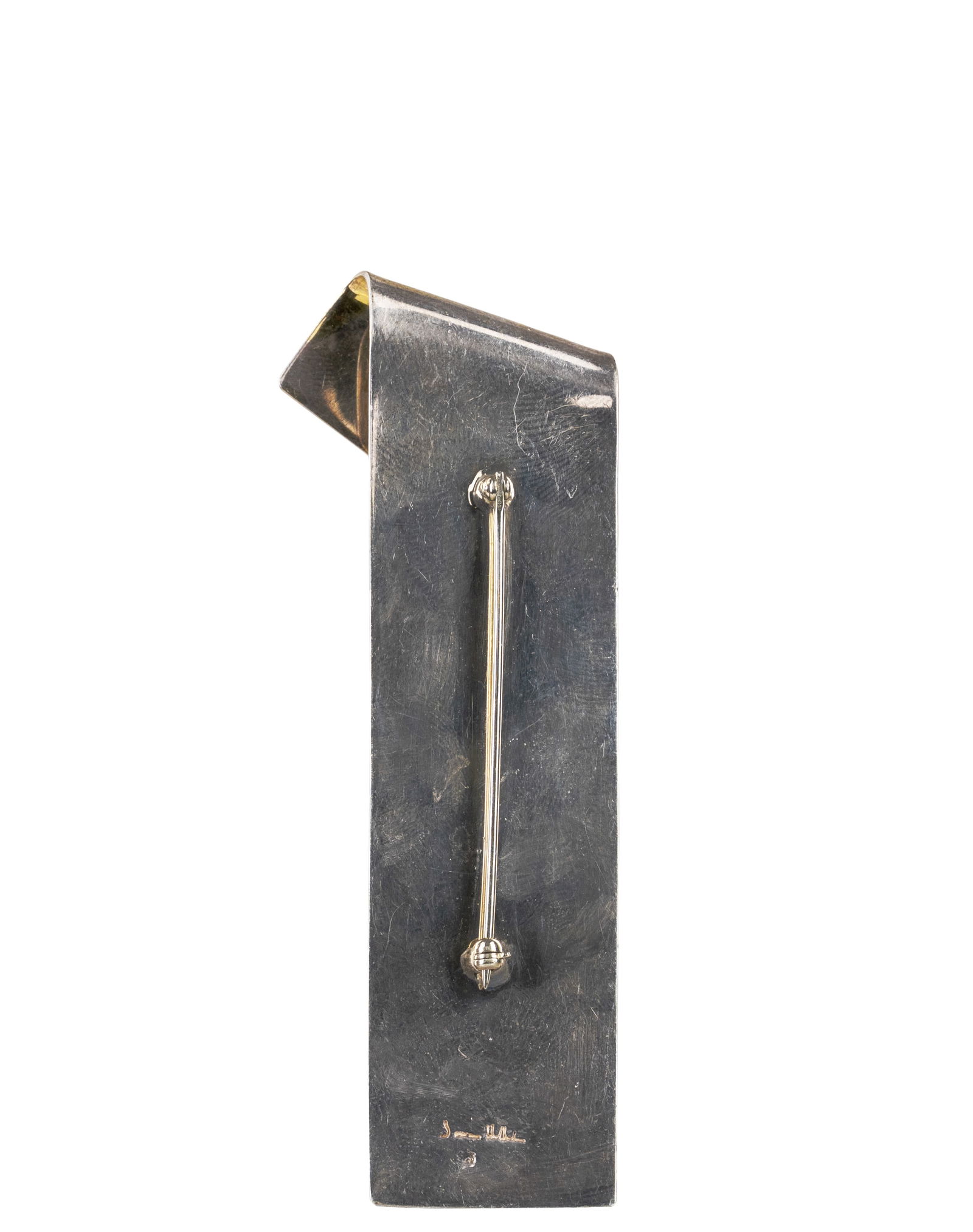 Designer Modernist Sterling Silver Brooch Signed - 2