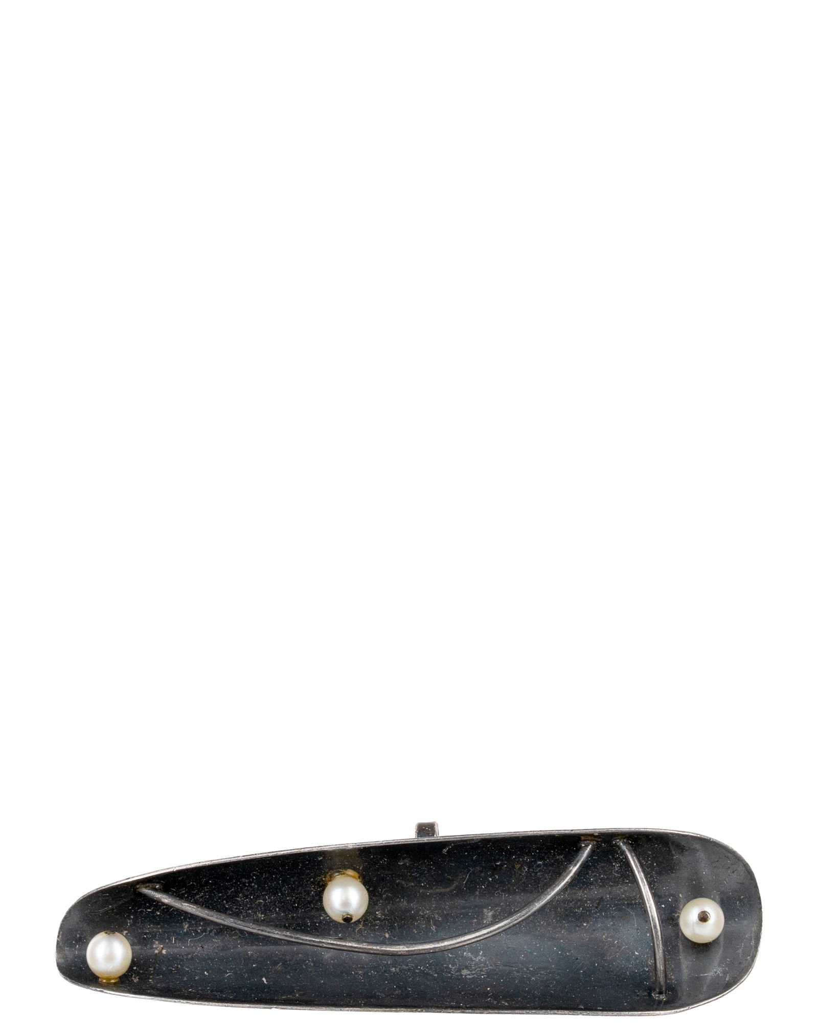 Ed Levin (1921-2008) - American Designer, Sterling Silver Pearls Brooch Pendant