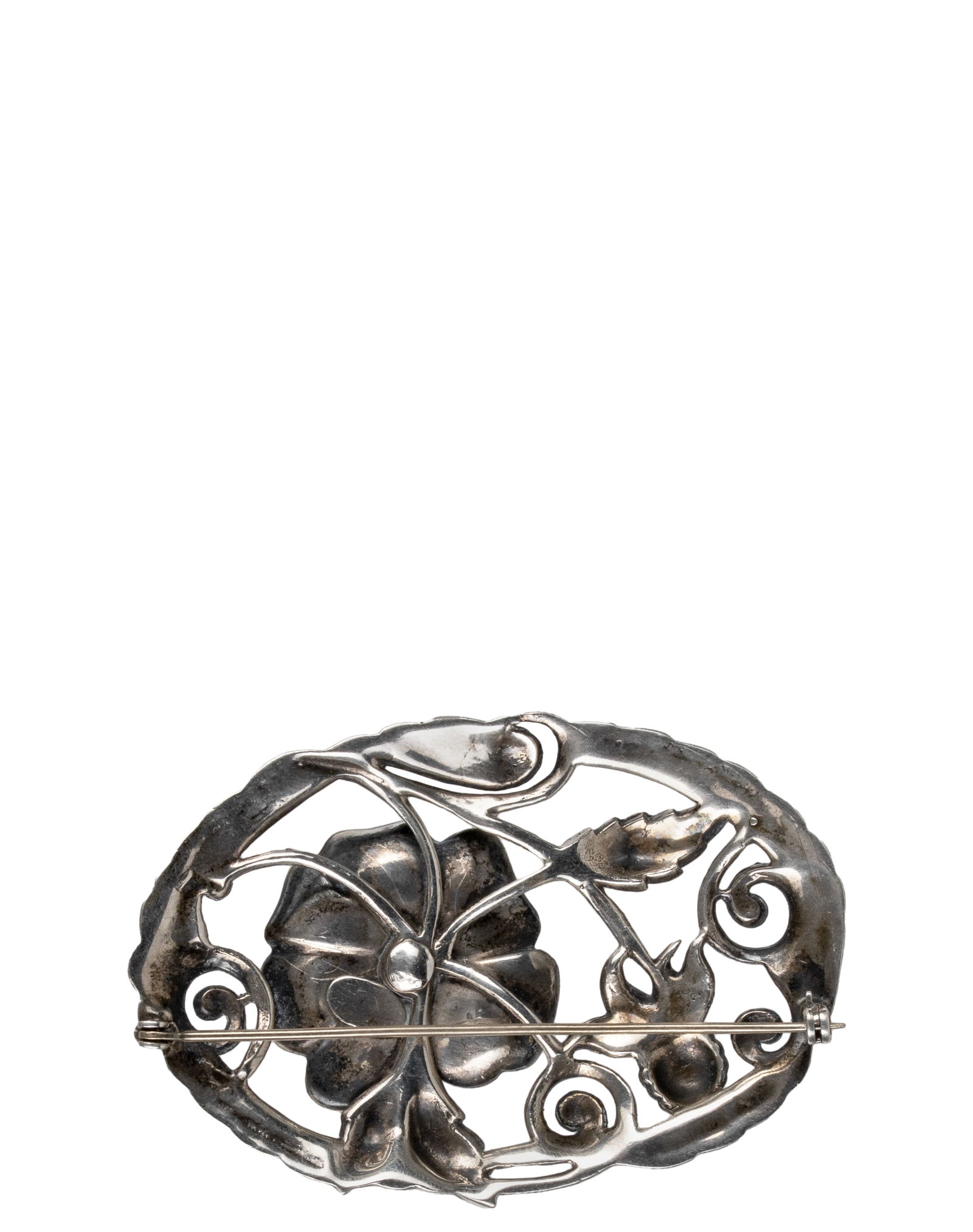 Antique Sterling Silver Flower Brooch - 2