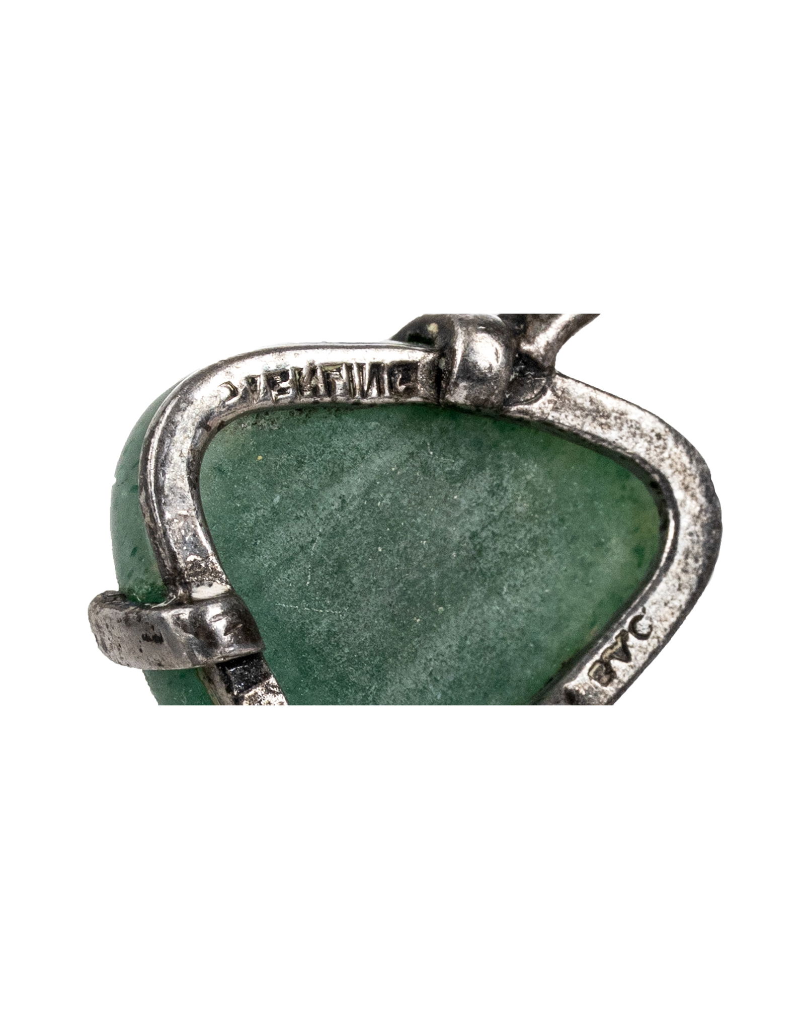 Modernist Sterling Silver Green Stone Brooch - 3