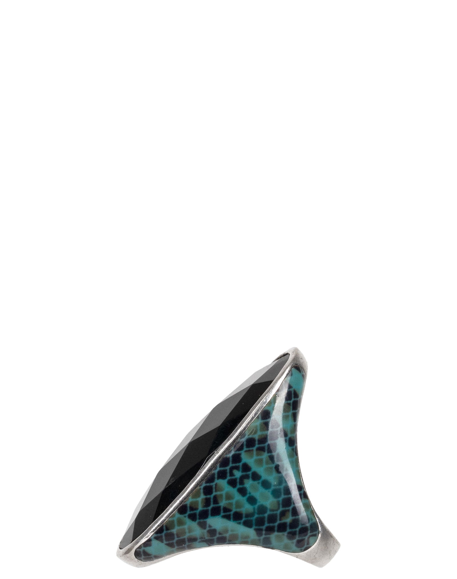 Large Sterling Silver Black Stone Ring - 2